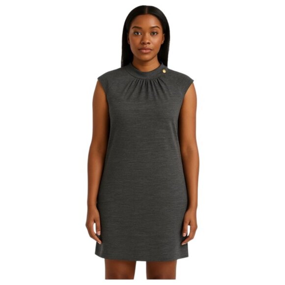 Milly Small Made in Italy Grey Wool Crewneck Button Detail Career Event Dress … - Picture 1 of 9